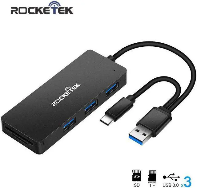 Main image of Aluminum alloy USB HUB with Card Reader 3 Port USB 3.0 type c Splitter Micro USB Power Port for iMac Laptop computer