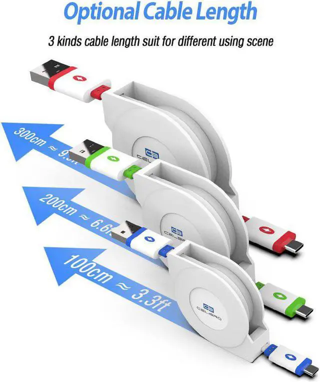 Alt view image 3 of 5 - 2m  Usb Type C Charger Cable Retractable Cavo Usbc Type-C Kabel for  S20 Ultra Note 10 Plus  Mi 10 Pro 9 A3 Phone