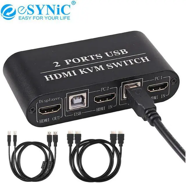 Main image of eSYC 2 in 1 Out KVM HDMI Switch Support Shared Keyboard Mouse Printer U Disk & USB Devices KVM Switch HDMI 2 Port Box 4K@30Hz