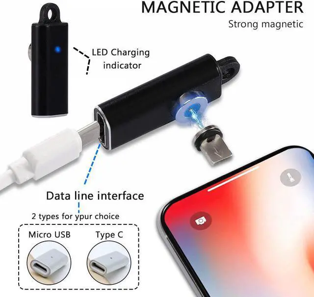 Alt view image 5 of 5 - LED Indicator Converter Home Office Charging Cable Mini Portable Safe Micro USB Type C Magnetic Adapter Practical For Phone