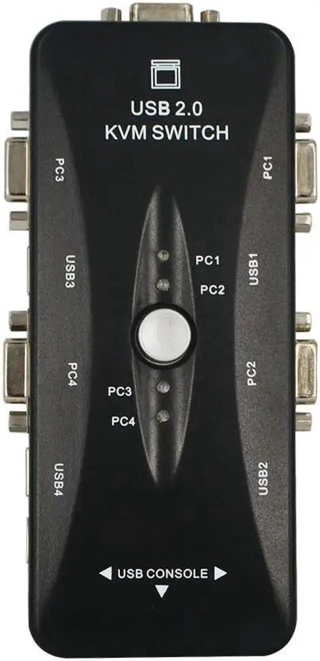 Alt view image 2 of 5 - 4 Port USB 2.0 KVM VGA SVGA Switch Hub Box Selector  with 4pcs KVM VGA Cable for PC Keyboard Mouse Monitor