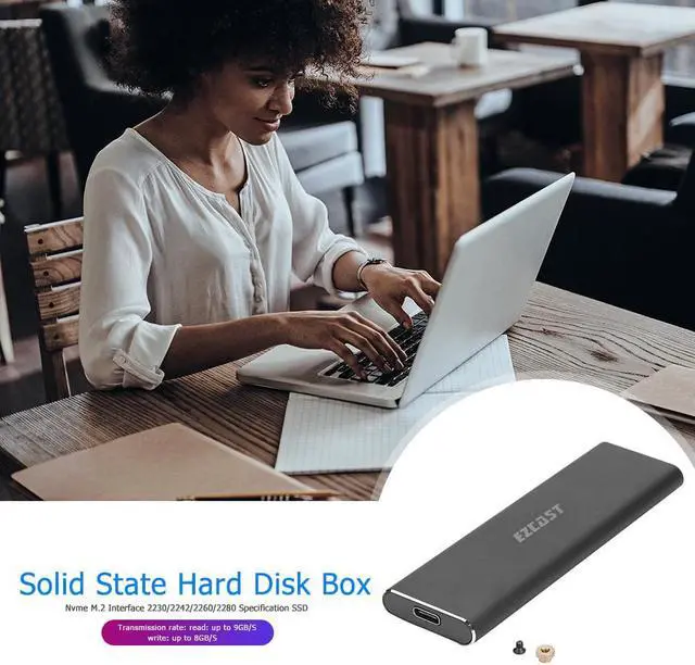 Alt view image 2 of 5 - Hard Disk Box M2 SSD Case NVME PCIe Enclosure M.2 to USB Type C 3.1 GEN2 M Key Adapter support for Windows /for Mac OS