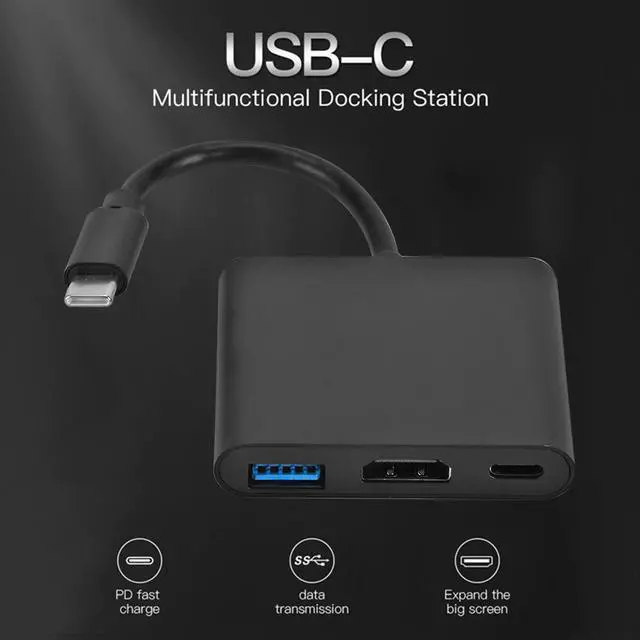 Alt view image 2 of 5 - 3 in 1 Type-C HUB USB 3.0 USB-C Female Converter Small Household Computer Accessories for Laptop Notebook PC