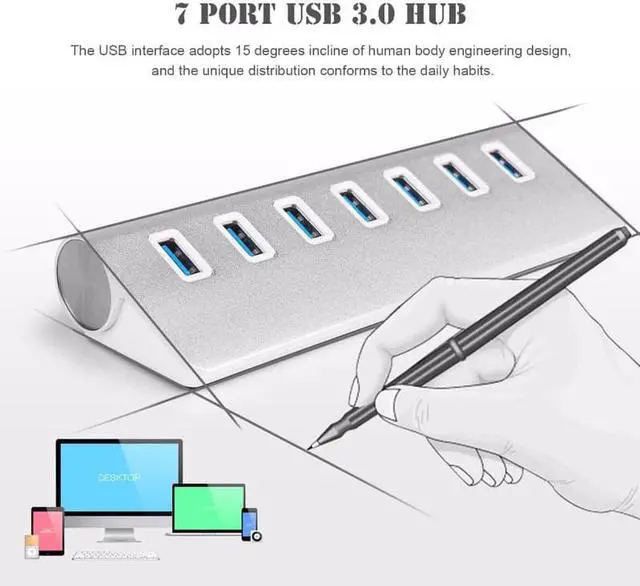 Alt view image 5 of 5 - Usb Hub 3.0 4/7 Ports High Speed Usb 3.0 Hub 5Gbps USB 3.0 Multi Hub Splitter Adapter for PC Laptop