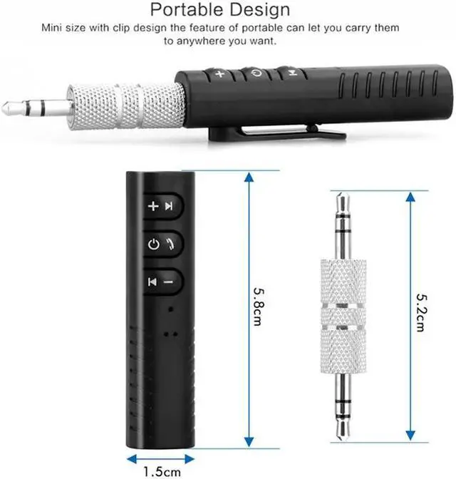 Alt view image 3 of 5 - Bluetooth Receiver Car Clip AUX 3.5mm Wireless MP3 Music Car Audio Receiver Handsfree Call Car Transmitter Auto Adapter