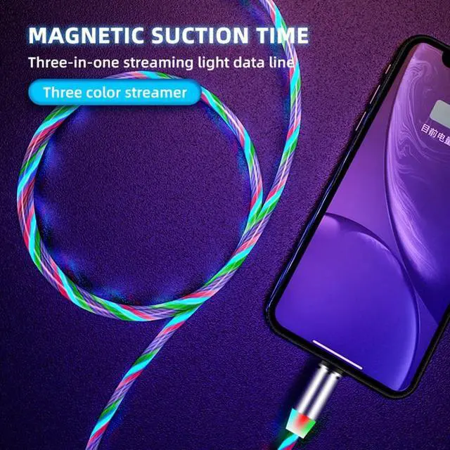 Alt view image 5 of 5 - Cable LED Flow Glow Micro USB Type C Lighting Charger For iPhone  Fast Charging USB-C Type-C Mobile phone Cables