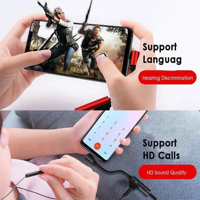 Alt view image 5 of 5 - 2 In 1 Type-C Audio Adapter Dual-Port Audio Converter Earphone 3.5mm Jack Adapter Cable Charger Splitter