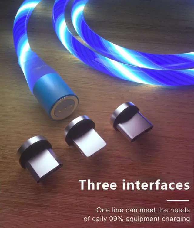 Main image of 3A Charger USB Type C Cable Micro USB Cable  LED Light Magnetic Phone Cable Fast Charging Micro USB Type C Cable