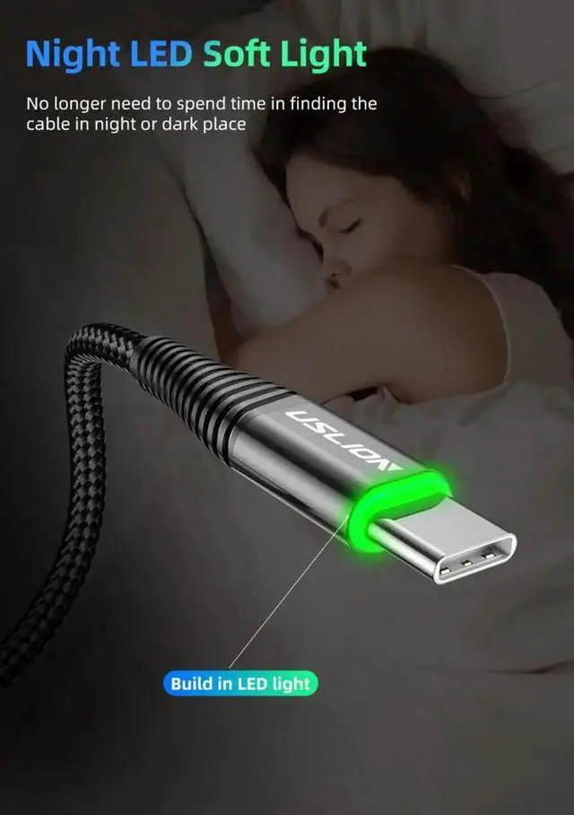 Alt view image 4 of 5 - USB cable 3A Fast Charging Cable Type C Cable for  S10 S9 Note 10  Mi 9 8 Redmi K20 Pro  7  Cable