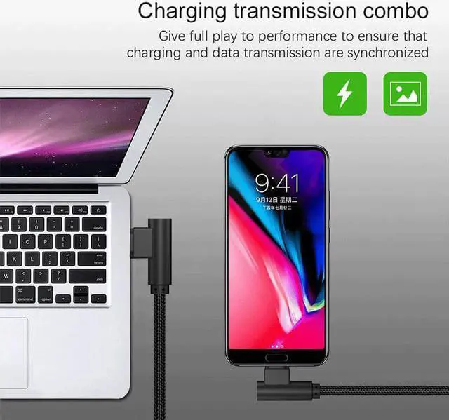Alt view image 5 of 5 - 20cm Fast Charging Short Micro USB Cable USB to Type C Elbow 90 Degree Cables Type-C USB C For    Smartphones
