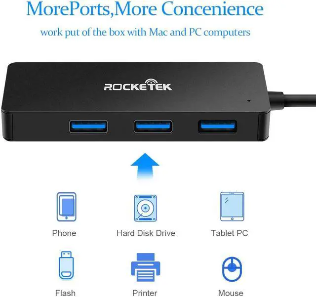 Alt view image 3 of 5 - Aluminum alloy USB HUB with Card Reader 3 Port USB 3.0 type c Splitter Micro USB Power Port for iMac Laptop computer