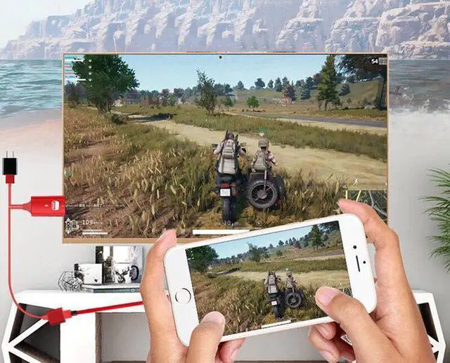 Alt view image 4 of 4 - 2K Bluetooth USB Female  Audio Video Cable Adapter for iPhone 5 6 7 8 X 11 iOS Android Phone to TV HDTV Projector