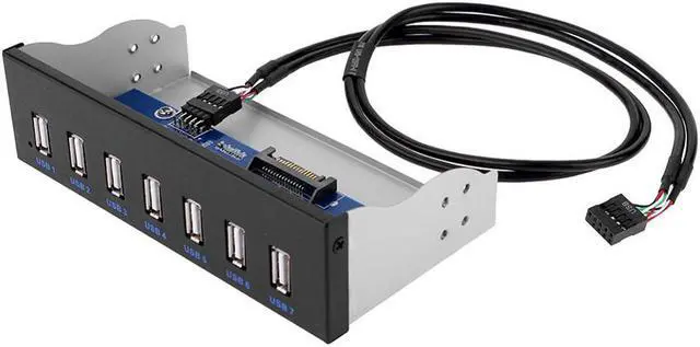 Alt view image 2 of 5 - 7 Ports USB3.0 HUB 5Gbps CD-ROM Drive Bay Front Panel HUB 4 USB 2.0 + 2 USB3.0 19pin HUB Charging Expansion Bracket