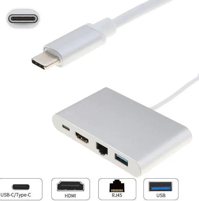Main image of New 4 in 1 USB-C Hub Adapter USB 3.1 Type C to 4K RJ45 Port USB 3.0 USB 3.1 Converter for Macbook HDTV For