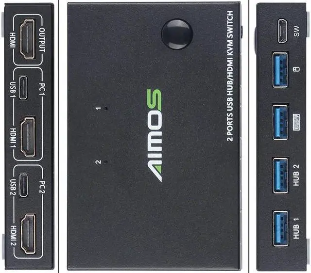 Alt view image 5 of 5 - 4K USB  KVM Switch Box Video Display USB Switch Splitter for 2 PC Sharing Keyboard Mouse Printer Plug and Paly