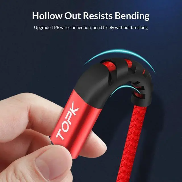 Alt view image 5 of 5 - AN42 3A Quick Charge 3.0 USB Type C Cable for Xiaom Redmi Note 7 Fast Charging Type-C Cable for  S9 S10 Plus USB C