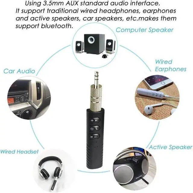 Alt view image 3 of 5 - Bluetooth Receiver Back-Clip 3.5mm Stereo Audio Adapter Blutooth Auxiliary Car Headphone Receiver Jack Hands-