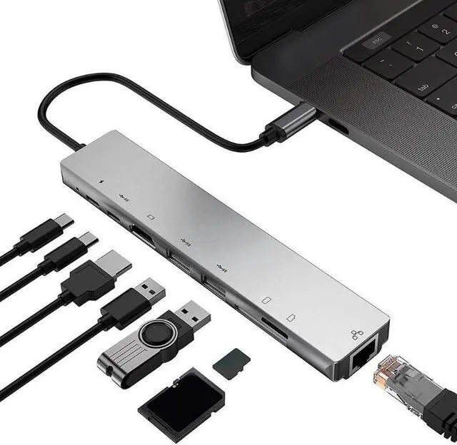 Main image of 8 in 1 Type-C HUB USB-C to 4K /USB3.0 /RJ45 /PD Charging Audio /SD/TF Card Reader Adapter Usb Splitter for MacBook Pro