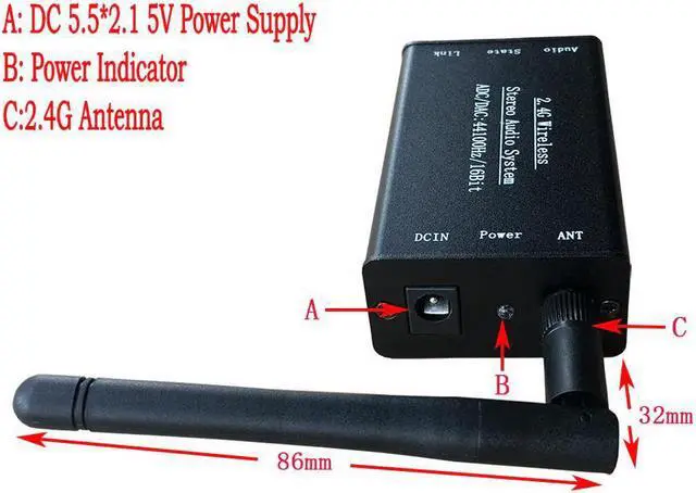 Alt view image 3 of 5 - 5V 2.4G ISM HIFI Wireless Stereo Audio Transmitter Receiver 16Bit 44KSPS 5Mbps Transmission emitter Launcher Adapter