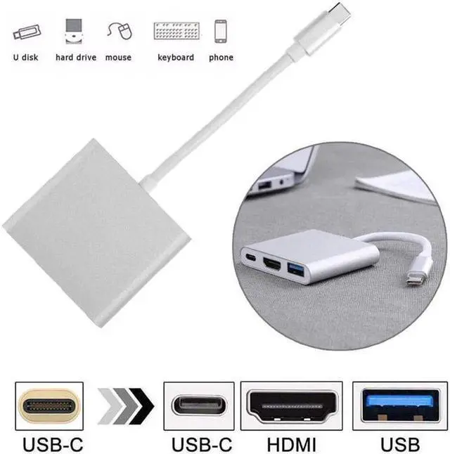 Alt view image 2 of 5 - USB C HUB to Adapter USB Type C Hub to 4K USB 3.0 Port With USB-C Power Delivery For Macbook pro& Type C devices