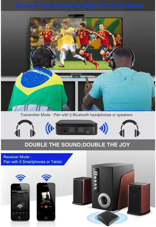 Alt view image 5 of 5 - Bluetooth 5.0 Receiver Transmitter APTX HD Wireless Audio Adapter Low Latency 3.5mm Optical Adapter for TV/Home/Car