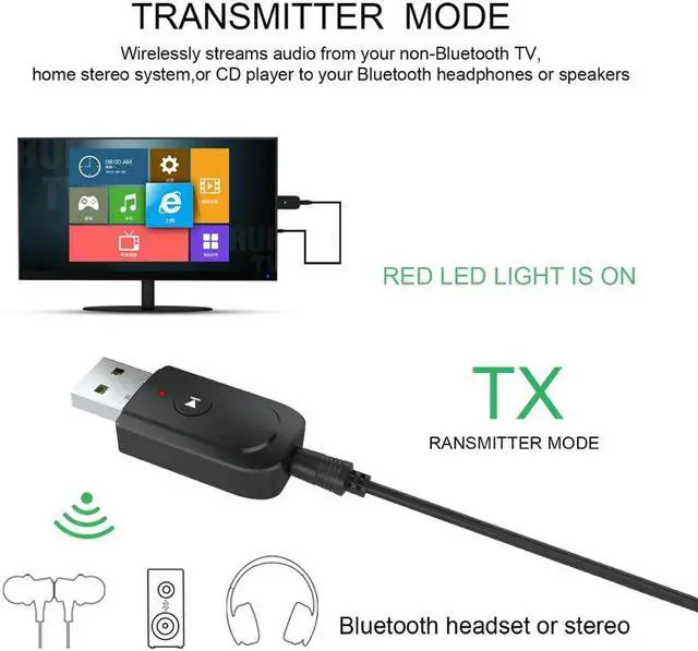 Alt view image 5 of 5 - 5.0 Audio Receiver Transmitter Mini Stereo  Adapter AUX RCA USB 3.5mm Jack For TV PC Car Kit Wireless Adapter