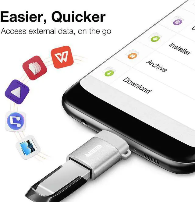Alt view image 4 of 5 - USB-C to USB-A OTG Converter Cable Adapter Type C Adapter for    USB Disk Flash Type C to USB 3.0 Adapter
