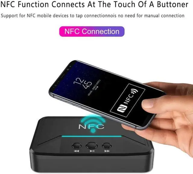 Alt view image 2 of 5 - Wireless NFC Bluetooth 5.0/4.2/4.1/4.0/3.0/2.0/1.0 Receiver 3.5mm AUX HiFi Stereo Audio Adapter For Car Speaker