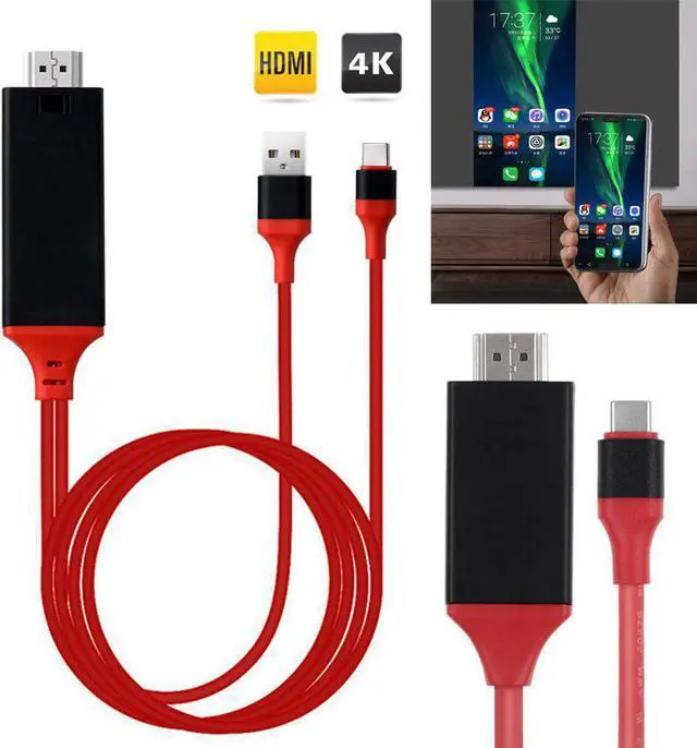 Main image of 2M Type C HDMI Cable Phone Connect to TV Adapter HDTV Screen Share  For MacBook    S8 S9+ S10+  P20 P30
