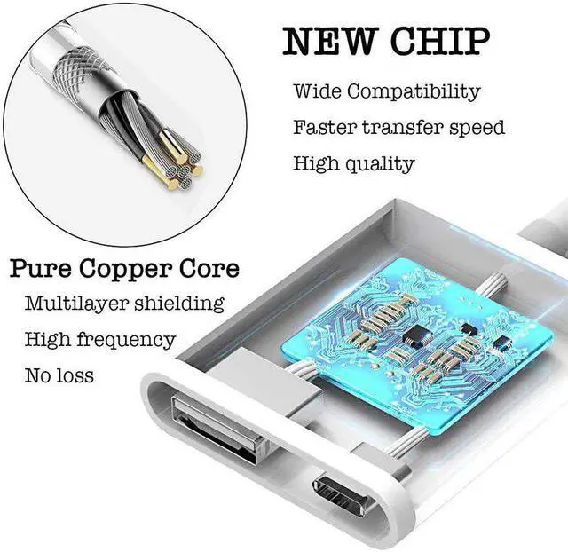 Alt view image 2 of 5 - For Lighting to USB 3 Camera Adapter For iPad iPhone USB Flash Drive U Disk  Card Reader Mouse Keyboard Converter OTG Cable