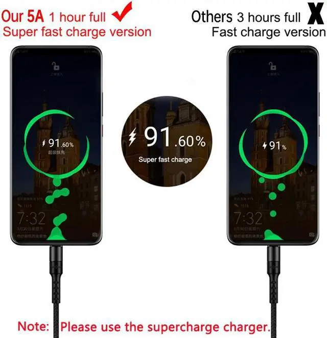 Alt view image 3 of 5 - 5A Super Charge 3 In 1 USB Type C Cable for  S20 Redmi Note 9s  P40 Nintendo Switch Multiple Usb Charger Cable