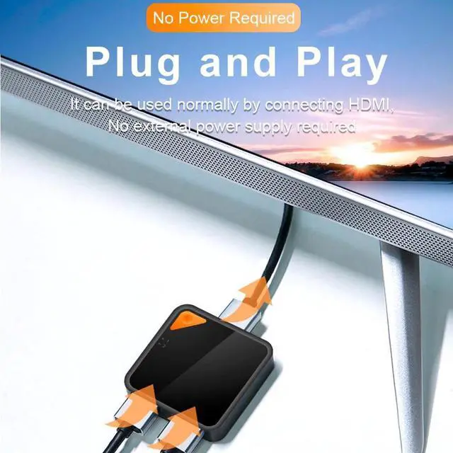 Alt view image 2 of 5 - Switch 4K Audio Video 1x2/2x1 Adapter Splitter Box for Computer PC Gamepad HDTV Switch