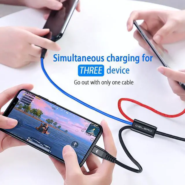 Alt view image 3 of 5 - 3 in 1 USB Cable for Samusng   Tablet Micro USB Cable for Android Type C Multi USB C Mole Phone Cable 1.2M 0. 2M