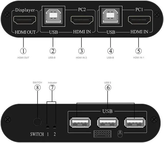 Alt view image 2 of 5 - Alloy Dual USB Professional Fast Speed Universal Home Office  KVM Switch Stable Laptop Meeting 2 In 1 Out Sharing