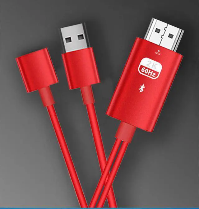 Main image of 2K Bluetooth USB Female  Audio Video Cable Adapter for iPhone 5 6 7 8 X 11 iOS Android Phone to TV HDTV Projector