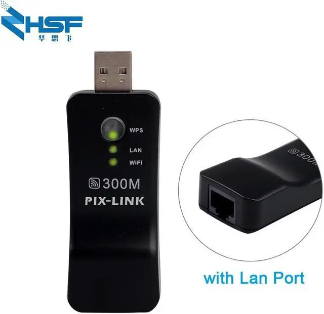 Alt view image 3 of 5 - 300Mpbs USB Portable Wireless WiFi Smart TV Network Adapter Universal HD TV RJ45 Repeater AP WPS for LG Sony TV