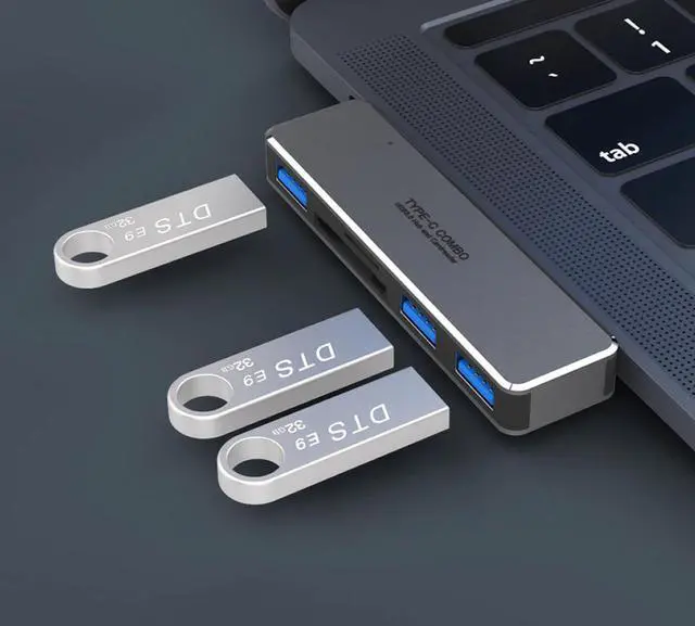 Alt view image 3 of 5 - USB C Hub to 4K Adapter with USB-C PD TF SD USB 3.0 3.5mm Jack Port USB Type C Dock for iPad Pro Macbook Pro/Air