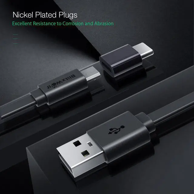 Alt view image 3 of 5 - BW-MT2 2 in 1 Micro USB Flat Fast Charging  Cable With Type C Adapter For  For Mole Phone