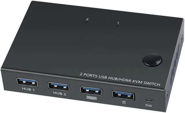 Alt view image 7 of 7 - KVM Switch 2 Port 4K USB Switch KVM Switcher Splitter Box for Sharing Printer Keyboard Mouse KVM Switch