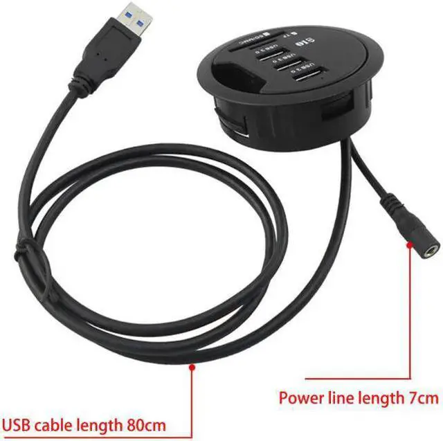 Alt view image 3 of 5 - Plug 2.5Inch Grommet Hole In-Desk Mounting 3 Ports USB 3.0 Hub Adapter For Laptop PC Computer Tablet Accessories dropshipping