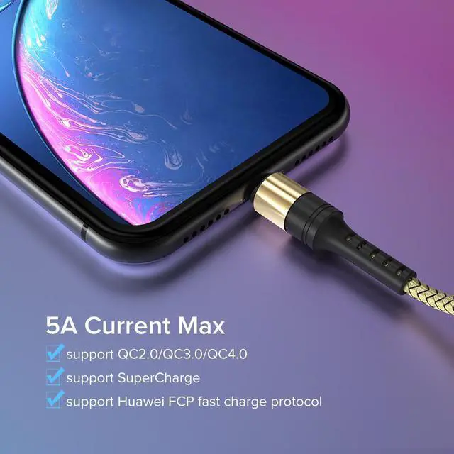 Alt view image 3 of 5 - 1m 2m USB Type C Cable 5A SuperCharge for  P30 P20 Pro QC3.0 Fast Charging Mole Phone Cord USBC Wire Type-C Cabo