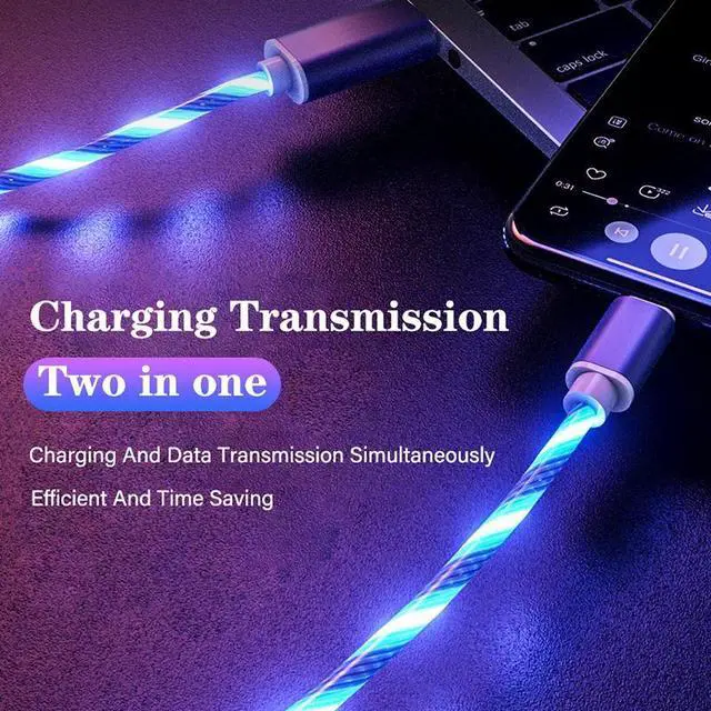 Alt view image 2 of 5 - Glow Flowing USB Cable Type C/Micro USB/8Pin Bright  Cable For  S10  Smart phone Charger Charging Wire Cord