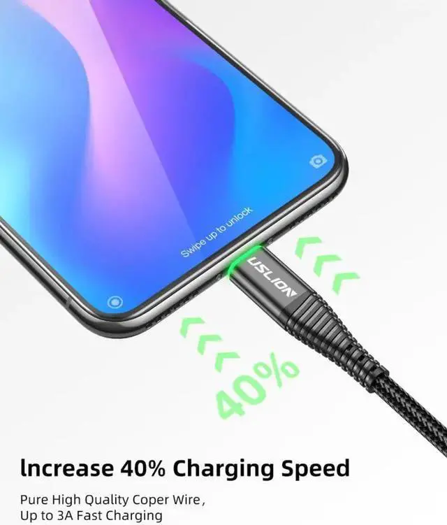 Alt view image 3 of 5 - USB cable 3A Fast Charging Cable Type C Cable for  S10 S9 Note 10  Mi 9 8 Redmi K20 Pro  7  Cable