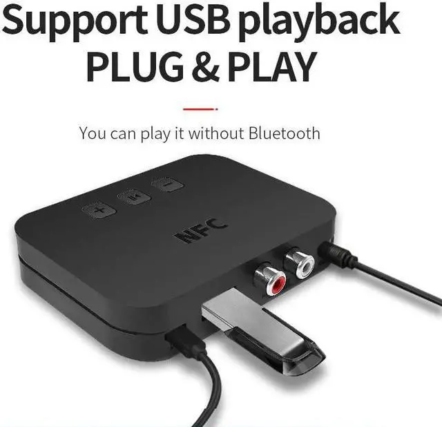 Alt view image 3 of 5 - 5.0 RCA Audio Receiver APTX LL 3.5mm 3.5 AUX Jack Music Wireless Adapter With Mic NFC For Car TV Speakers