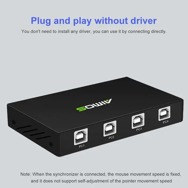 Alt view image 3 of 5 - Synchroniser Controller with 1-button 4-port USB Keyboard KVM Switch Splitter Computer Synchronizer USB 2.0 Synchronizer