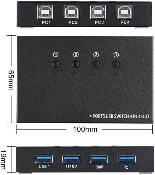 Alt view image 2 of 5 - 4 In 4 Out USB Switch KVM Switch Box 4 USB2.0 Switcher PC Sharing Splitter for Keyboard Mouse Printer Sharing NK-Shoppin