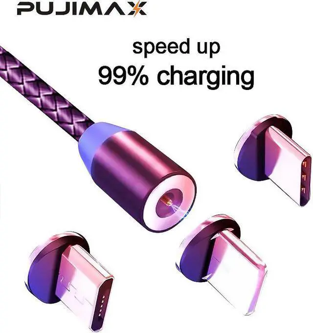 Main image of 1M LED Magnetic USB Cable for iPhone Xs 6 & USB Type C Cable & Micro USB  Nylon Braided for    USB C