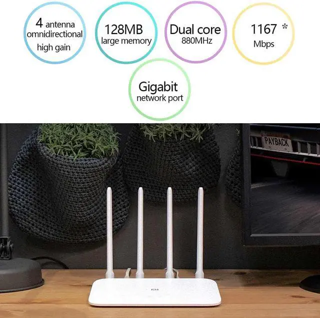 Alt view image 5 of 5 - Original  Mi Router 4A Gigabit Edition 100M 1000M 2.4GHz 5GHz WiFi ROM 16MB DDR3 64MB 128MB 4 Antennas Remote APP Control