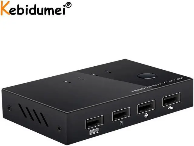 Alt view image 2 of 5 - 4 Port PCs Sharing USB KVM Switch Box USB 2.0 Switcher 4 Devices for Keyboard Mouse Printer Monitor Switch Selector