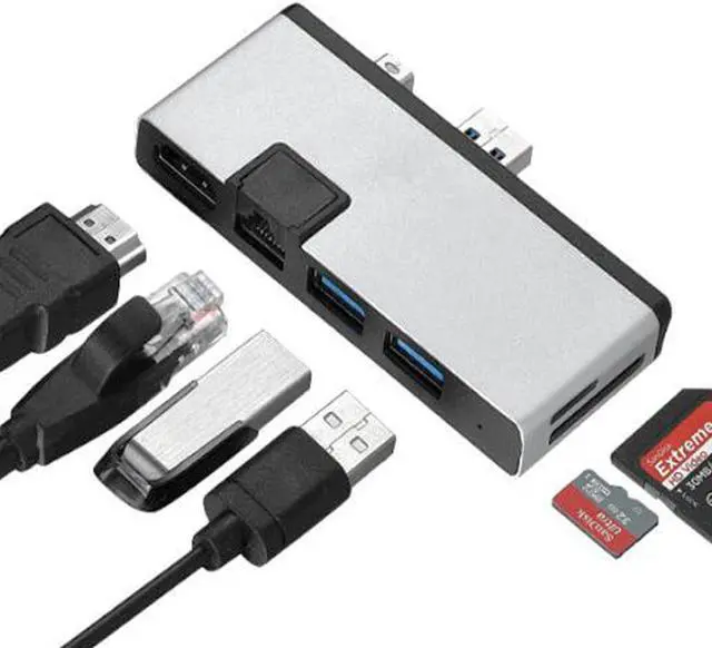 Main image of 6 in 1 Mini DP USB 3.0 Dock Station 4K  100M RJ45 Lan Ethernet SD/TF Momery Card Reader Hub for Microsoft Surface Pro 6 5 4